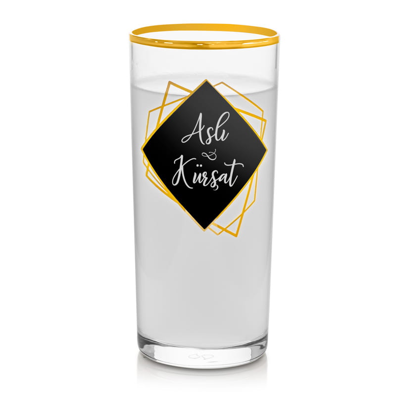 Kişiye Özel Gold Özel Seri Ahşap Kutulu 2li Rakı Kadehi