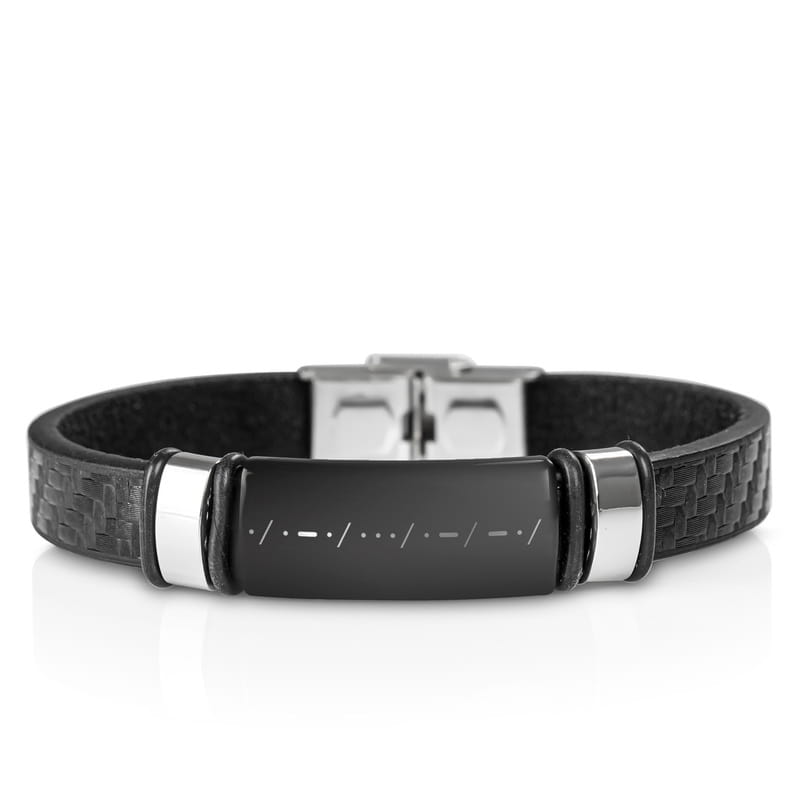 Kişiye Özel Mors Alfabesi Tasarımlı Deri Bileklik