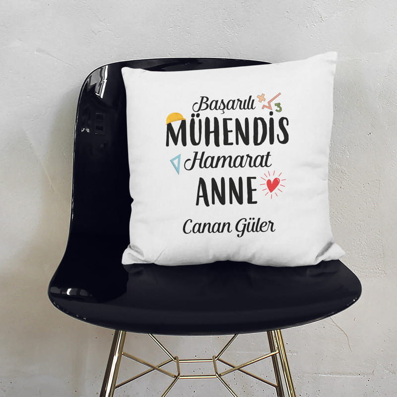 Mühendis Anneye Hediye Kişiye Özel Esprili Baskılı Yastık