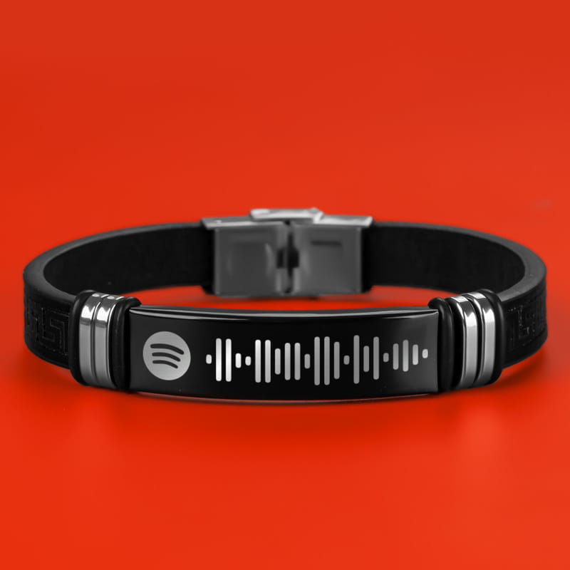Müzik Severe Hediye Spotify Şarkı Barkodlu Deri Bileklik
