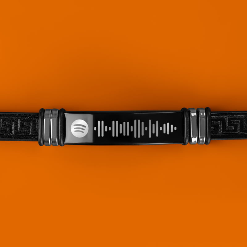 Müzik Severe Hediye Spotify Şarkı Barkodlu Deri Bileklik