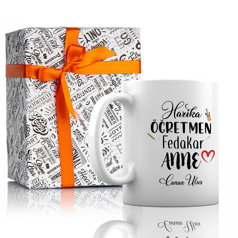 Öğretmen Anneye Hediye İsme Özel Esprili Kupa Bardak