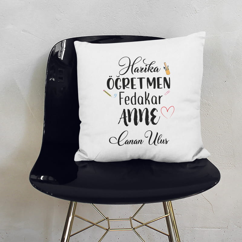 Öğretmen Anneye Hediye Kişiye Özel Esprili Baskılı Yastık