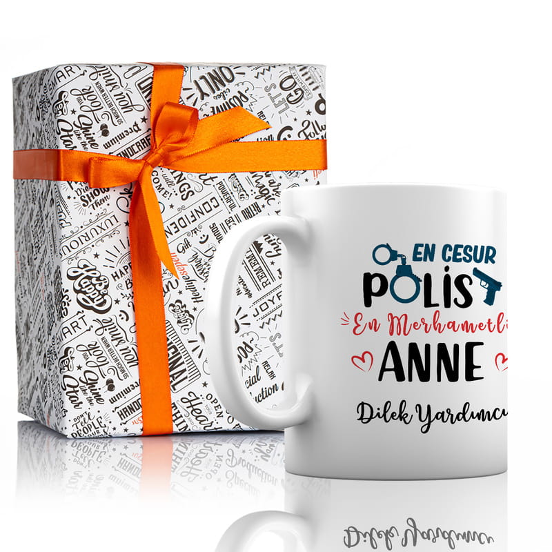 Polis Anneye Hediye İsme Özel Esprili Kupa Bardak
