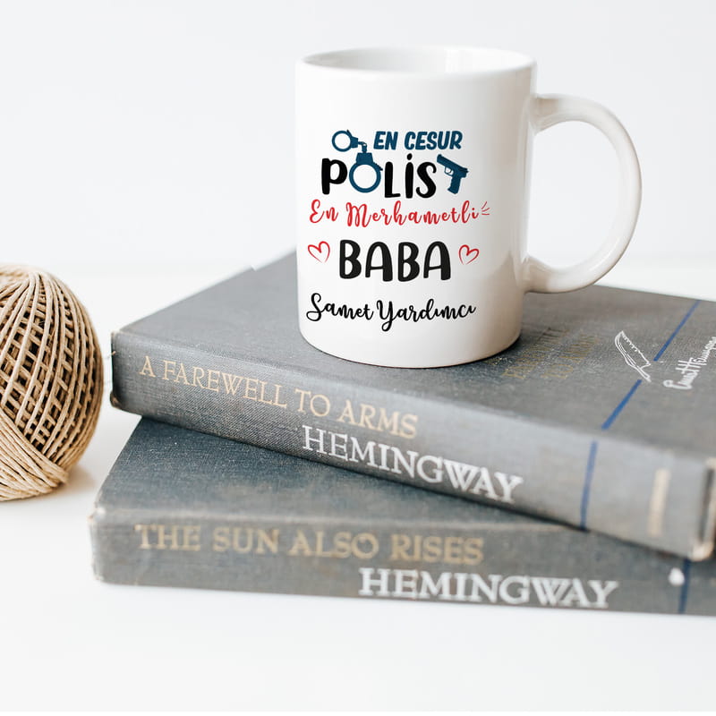 Polis Babaya Hediye İsme Özel Esprili Kupa Bardak