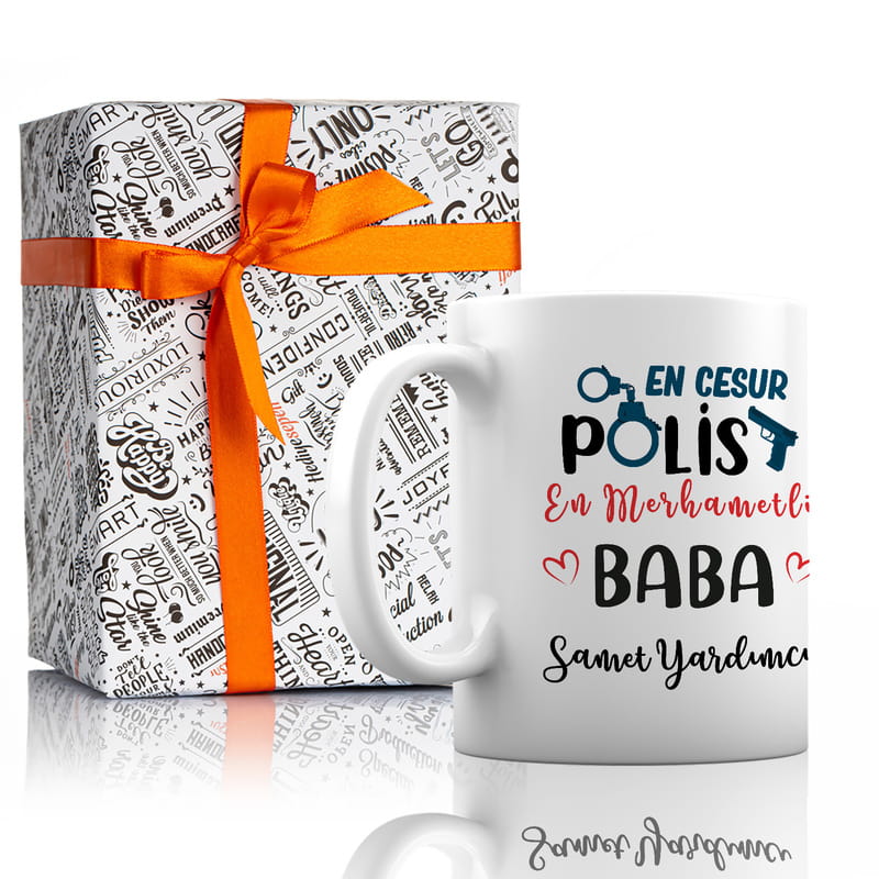 Polis Babaya Hediye İsme Özel Esprili Kupa Bardak