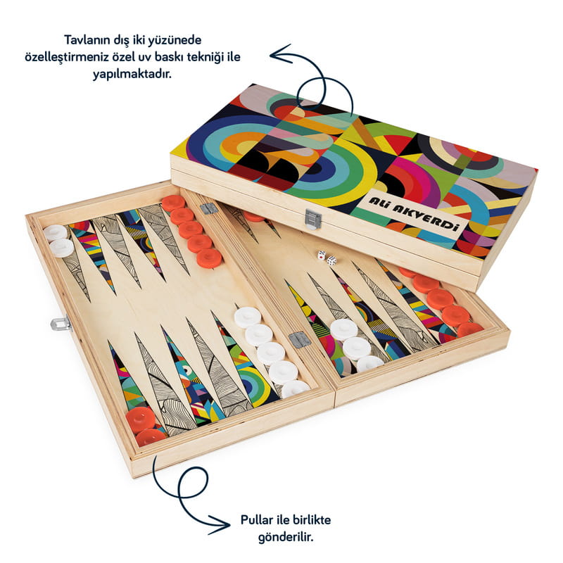 Retro Tasarımlı İsme Özel El Yapımı Tavla Seti
