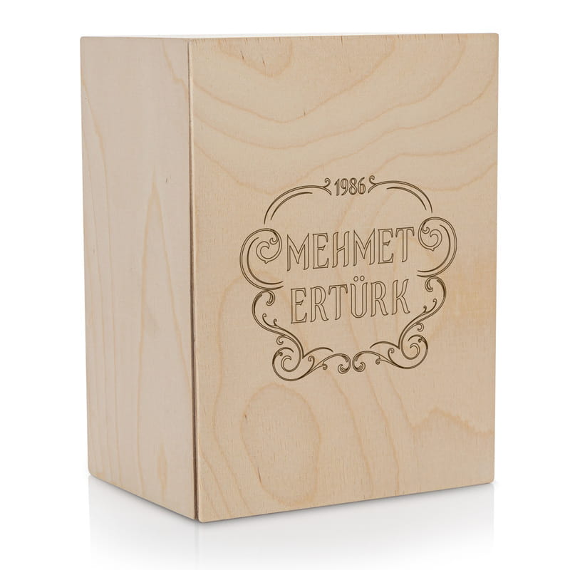 Retro Tasarımlı Kişiye Özel Premium Ahşap Kutulu Viski Kadeh Seti