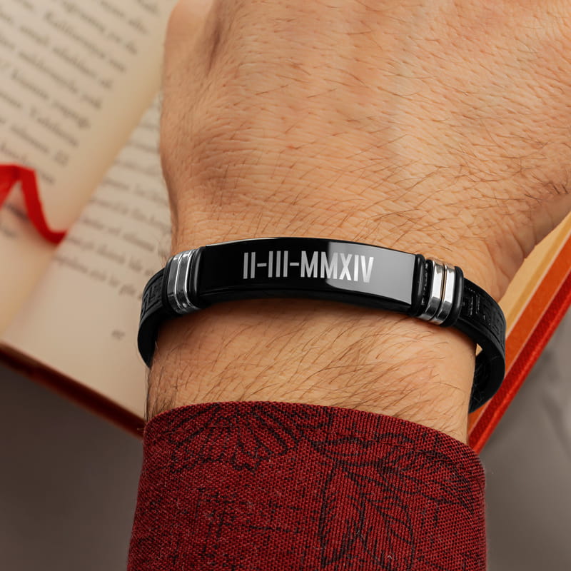 Roma Rakamı Tarih Yazılı Hediye Deri Bileklik