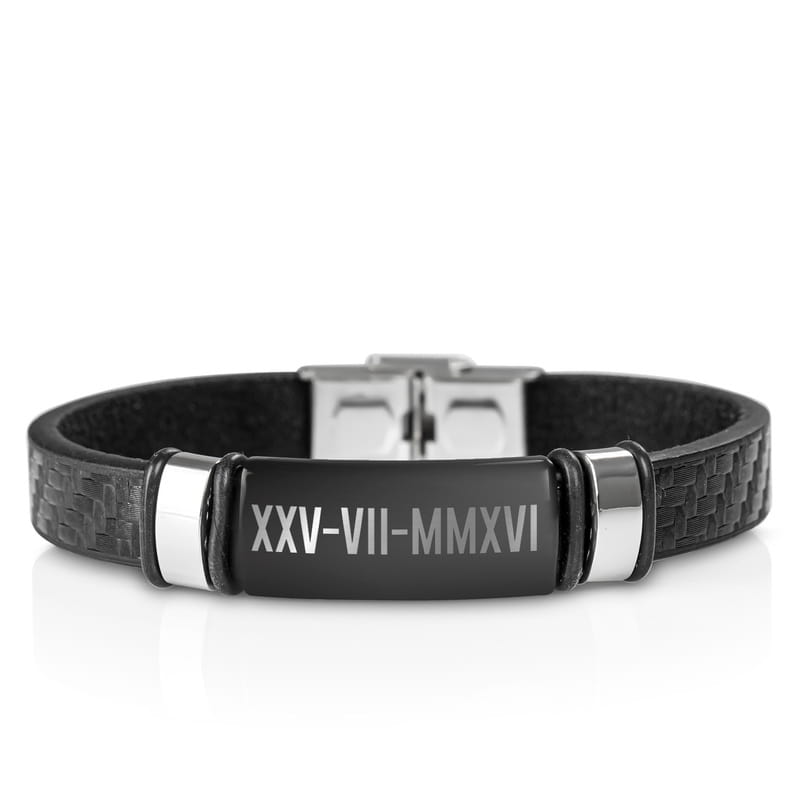 Roma Rakamlı Tarih Yazılı Deri Bileklik
