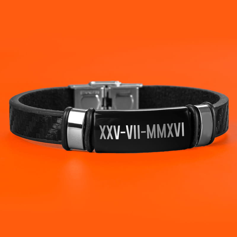 Roma Rakamlı Tarih Yazılı Deri Bileklik