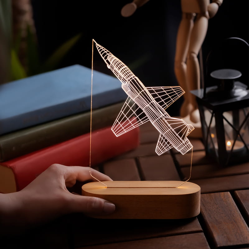 Savaş Uçağı F16 Tasarımlı 3d Led Lamba