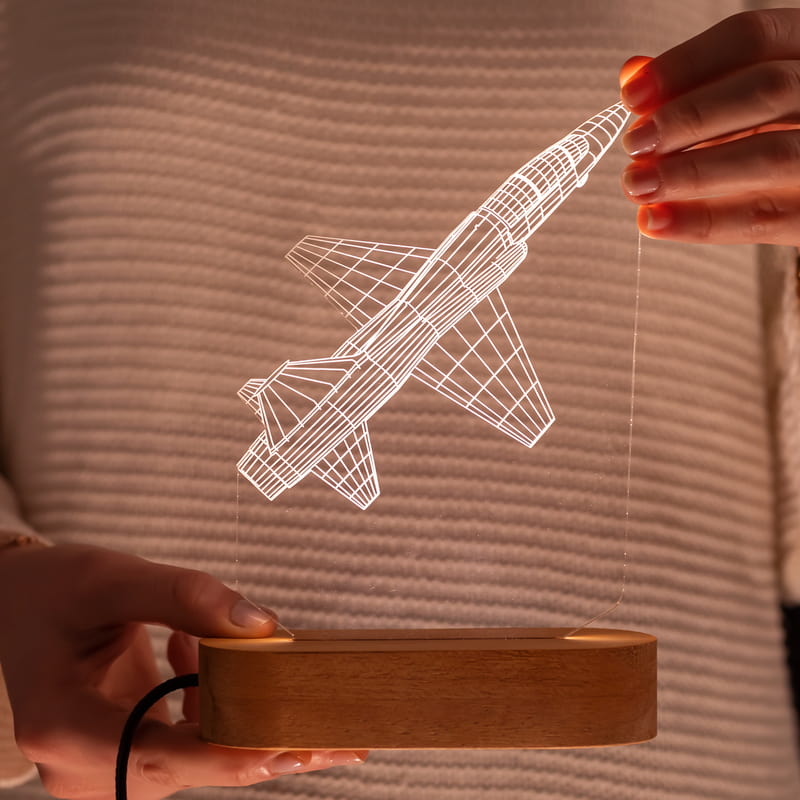 Savaş Uçağı F16 Tasarımlı 3d Led Lamba