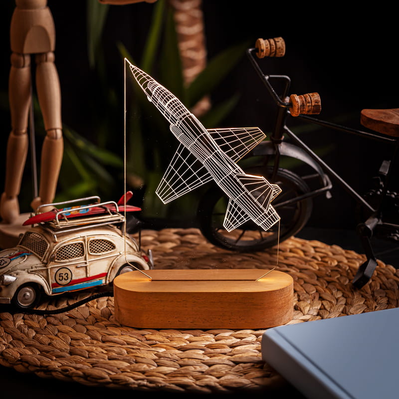 Savaş Uçağı F16 Tasarımlı 3d Led Lamba