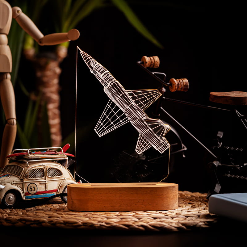 Savaş Uçağı F16 Tasarımlı 3d Led Lamba