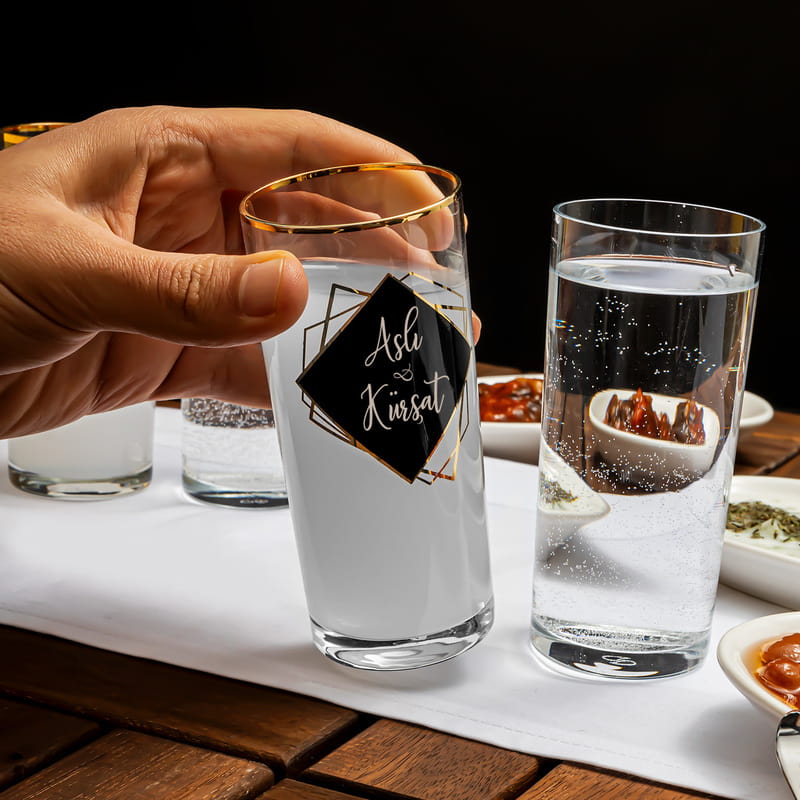 Sevgililer Günü Hediyesi Gold Özel Seri Ahşap Kutulu 4lü Rakı Kadehi