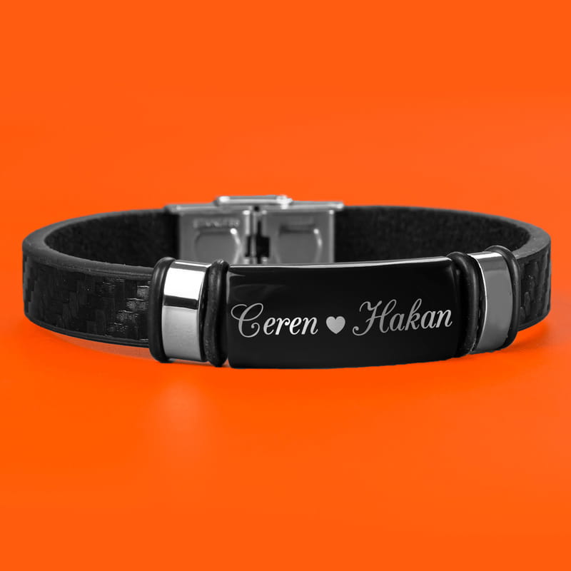 Sevgililer Günü Hediyesi İsim Yazılı Deri Bileklik