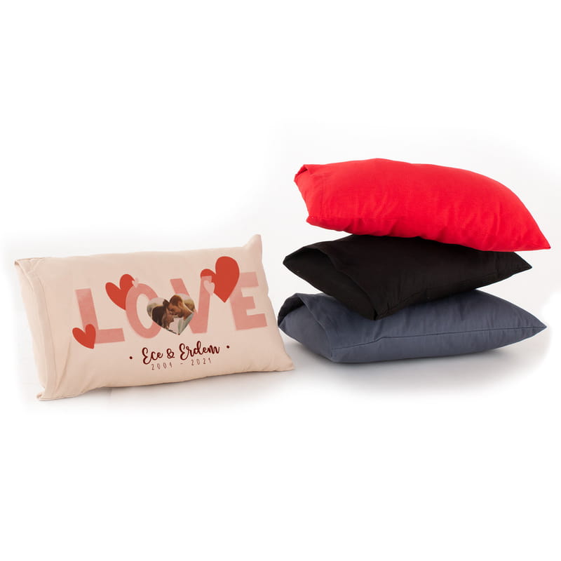 Sevgililer Günü Hediyesi Romantik Fotoğraflı İsim ve Tarih Yazılı Yastık