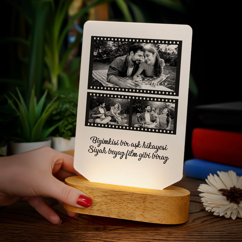 Sevgiliye Hediye Film Şeridi Tasarımlı Led Masa Lambası