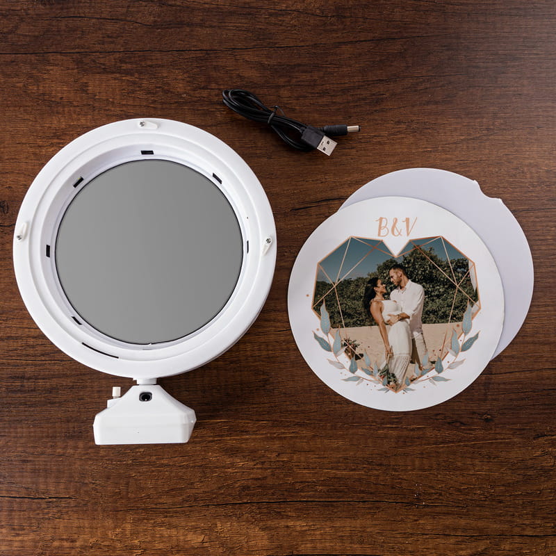 Sevgiliye Hediye İsimli Fotoğraf Baskılı Işıklı Makyaj Aynası