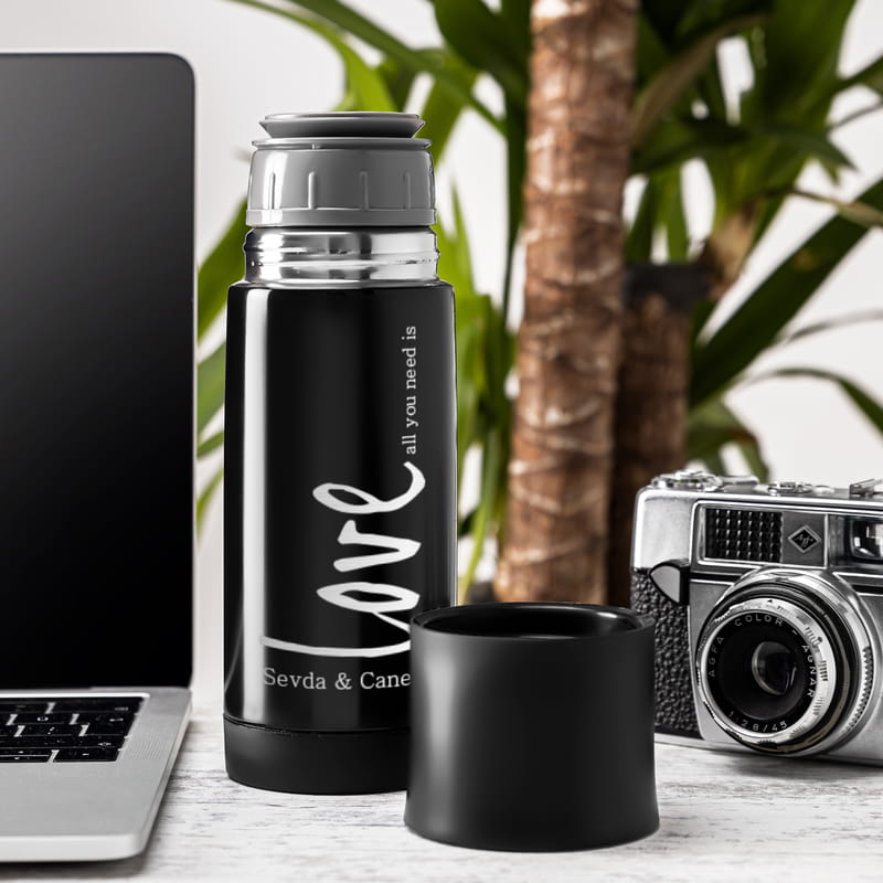 Sevgiliye Hediye Love Tasarımlı Çelik Termos