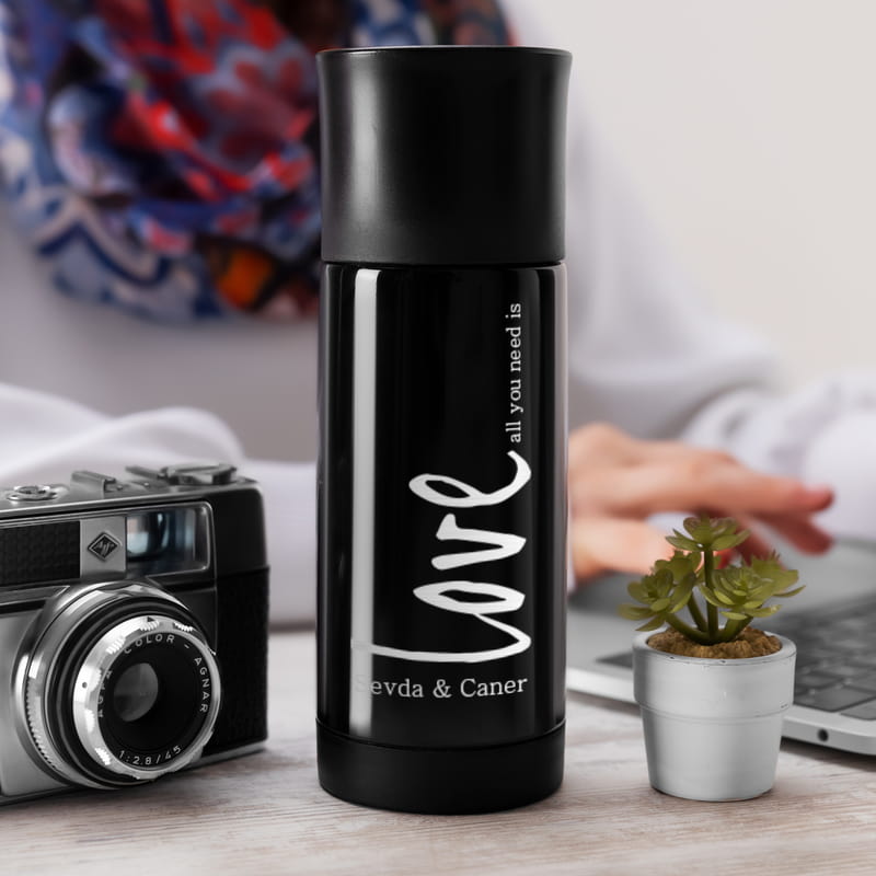 Sevgiliye Hediye Love Tasarımlı Çelik Termos