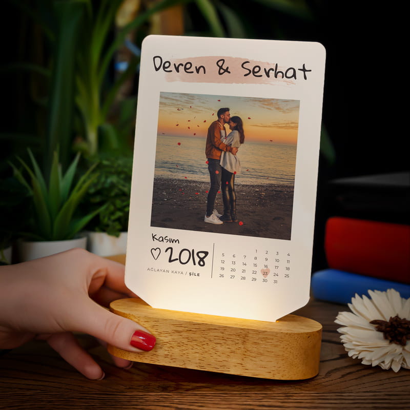 Sevgiliye Yıldönümü Hediyesi Fotoğraf Baskılı Led Lamba