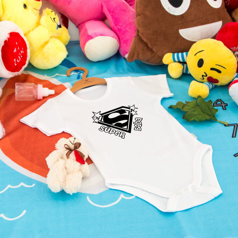 Süper Baba Mesajlı Esprili Zıbın Body - %100 Pamuklu Kumaş
