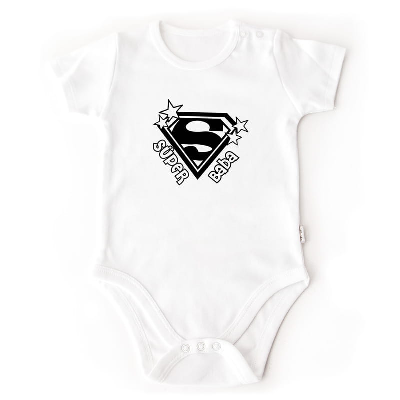 Süper Baba Mesajlı Esprili Zıbın Body - %100 Pamuklu Kumaş