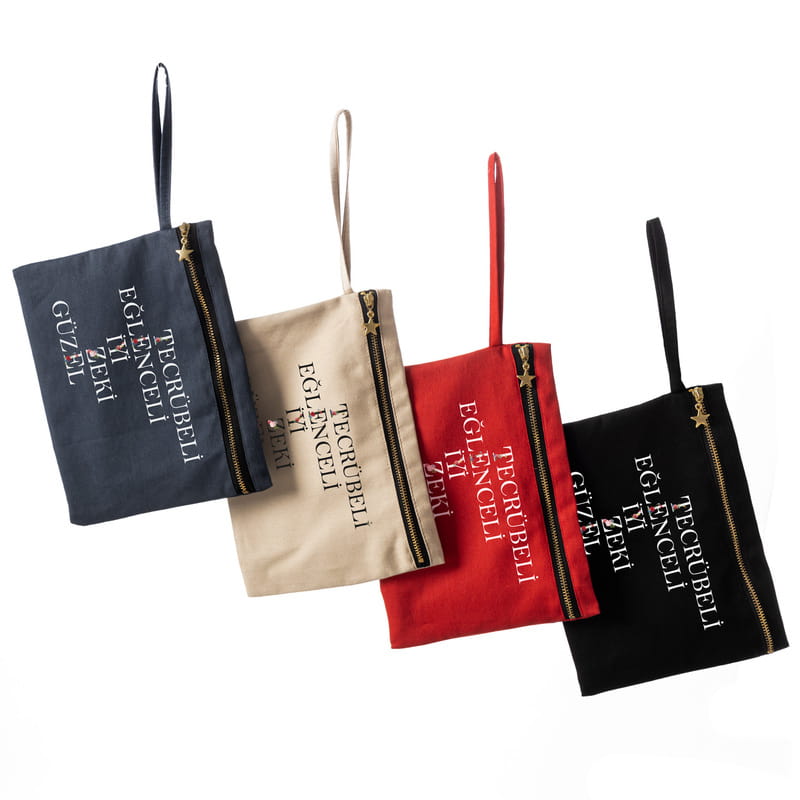 Teyze Tanımı Akrostiş Tasarımlı Kanvas Makyaj Çantası