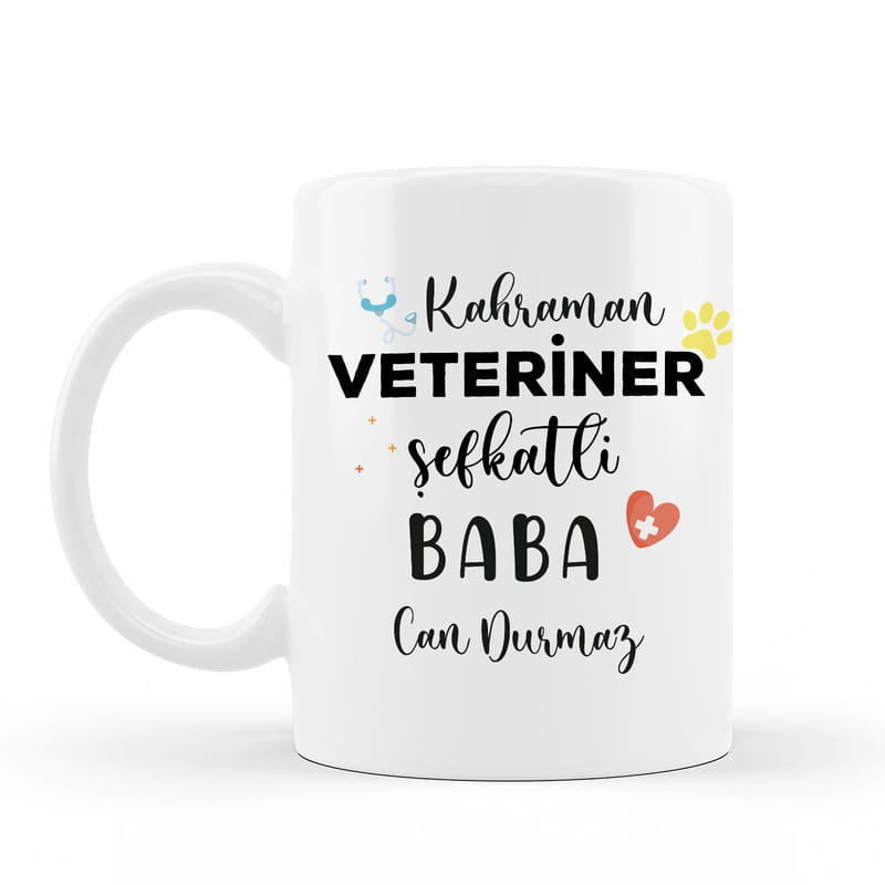 Veteriner Babaya Hediye İsme Özel Esprili Kupa Bardak