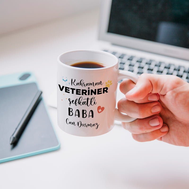 Veteriner Babaya Hediye İsme Özel Esprili Kupa Bardak