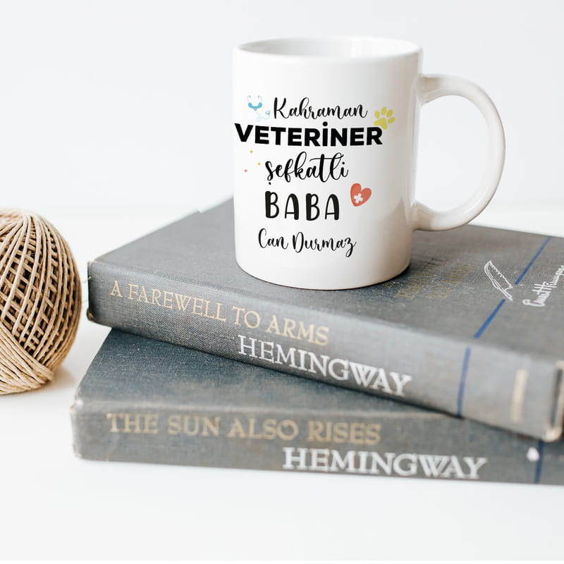 Veteriner Babaya Hediye İsme Özel Esprili Kupa Bardak