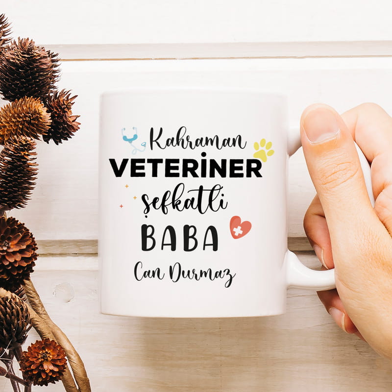 Veteriner Babaya Hediye İsme Özel Esprili Kupa Bardak