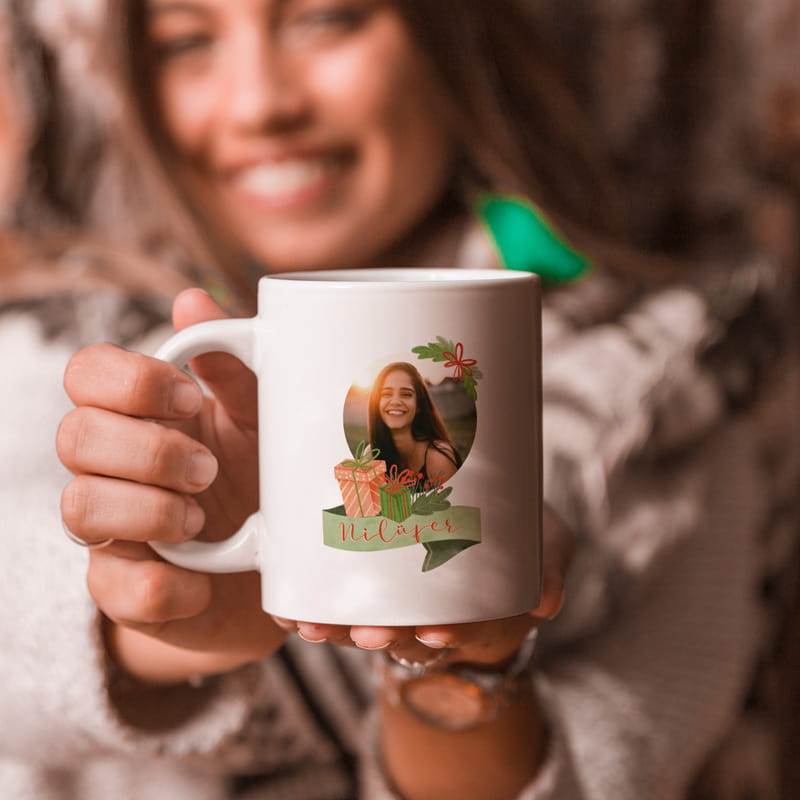 Yeni Yıl Hediyesi Fotoğraf Baskılı Porselen Kupa Bardak