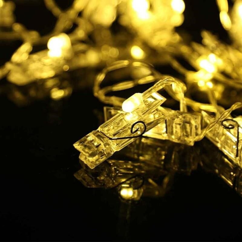 3 Metre 15 Led Işıklı Dekoratif Fotoğraf Asma Mandalları