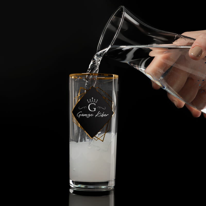 Altın Varaklı İsme Özel Hediye Rakı Seti