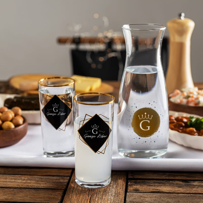 Altın Varaklı İsme Özel Hediye Rakı Seti