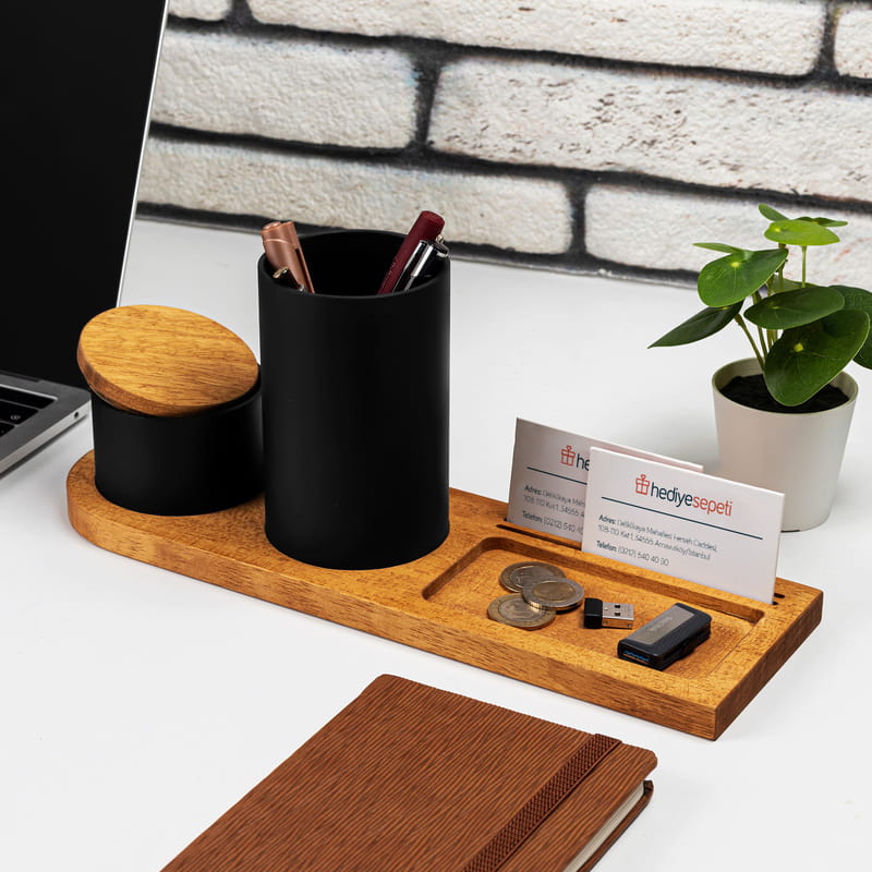 Arkadaşa Hediye Masaüstü Ahşap Organizer
