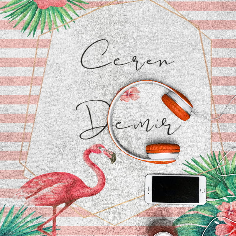 Çiftlere Özel Flamingo Tasarımlı Plaj Havlusu