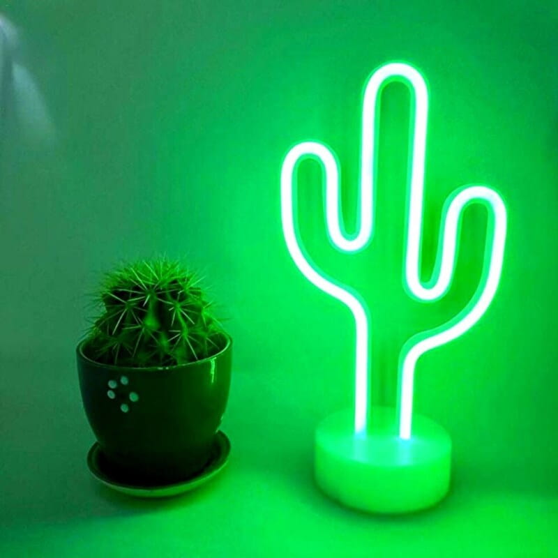 Dekoratif Neon Kaktüs Led Gece Lambası