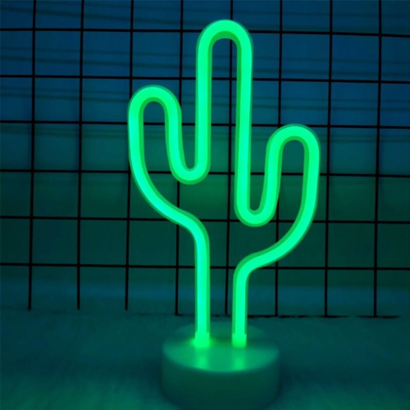 Dekoratif Neon Kaktüs Led Gece Lambası