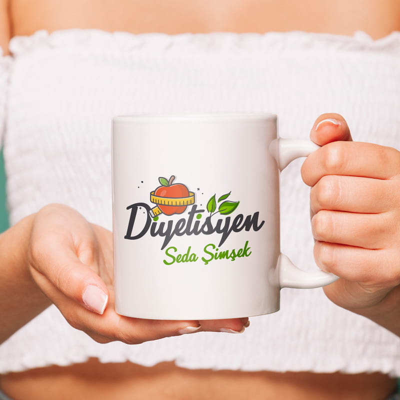 Diyetisyen Tasarımlı Kişiye Özel Porselen Kupa
