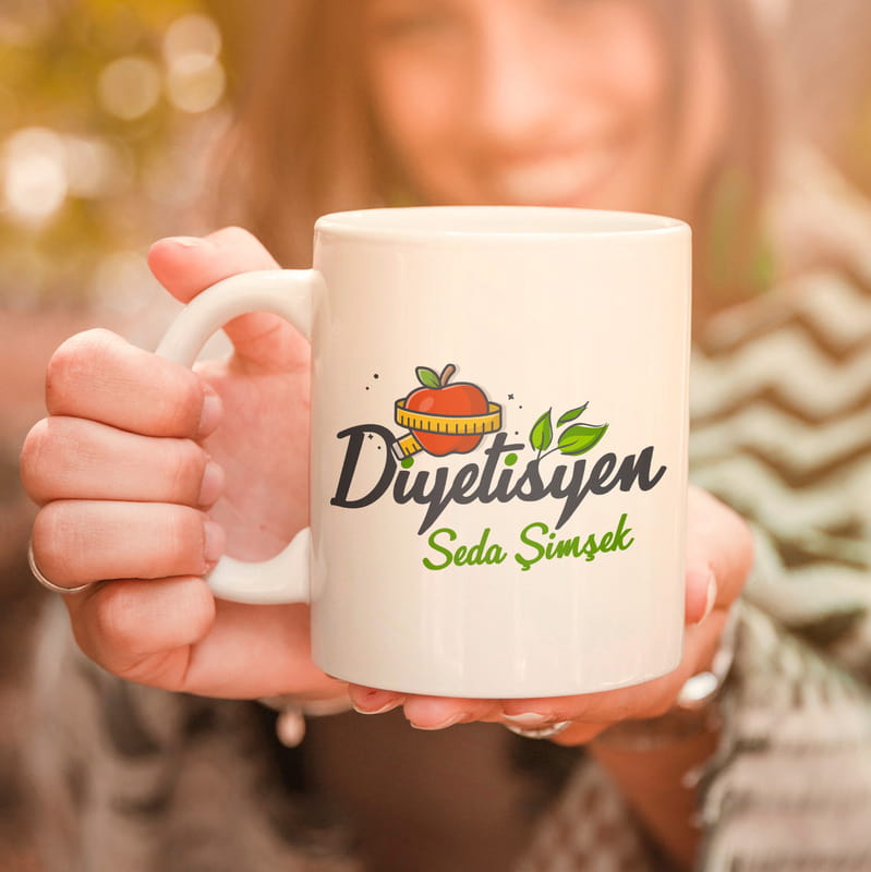 Diyetisyen Tasarımlı Kişiye Özel Porselen Kupa
