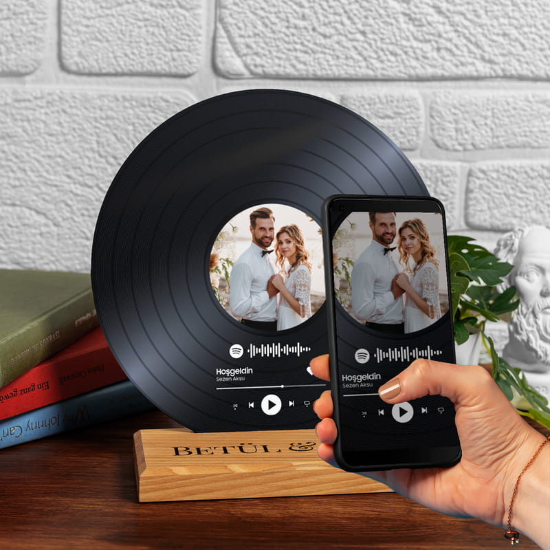 Düğün Giriş Müziği Tasarımlı Kişiye Özel Hatıralık Plak