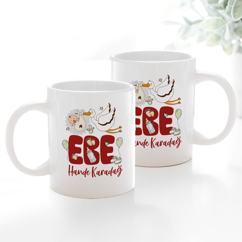 Eğlenceli Ebe Tasarımlı Kişiye Özel Porselen Kupa
