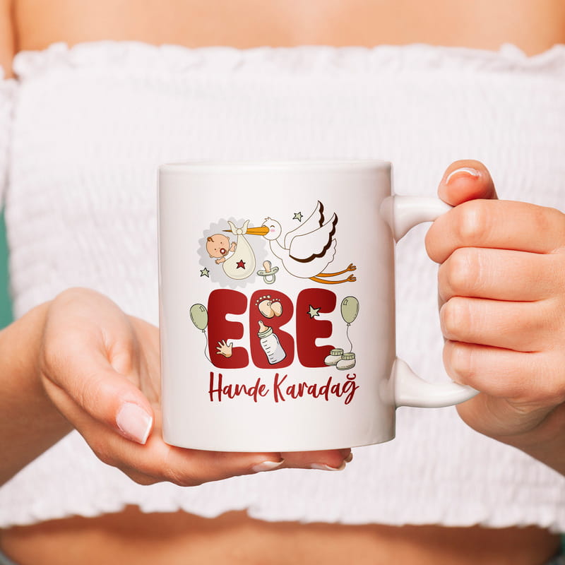 Eğlenceli Ebe Tasarımlı Kişiye Özel Porselen Kupa
