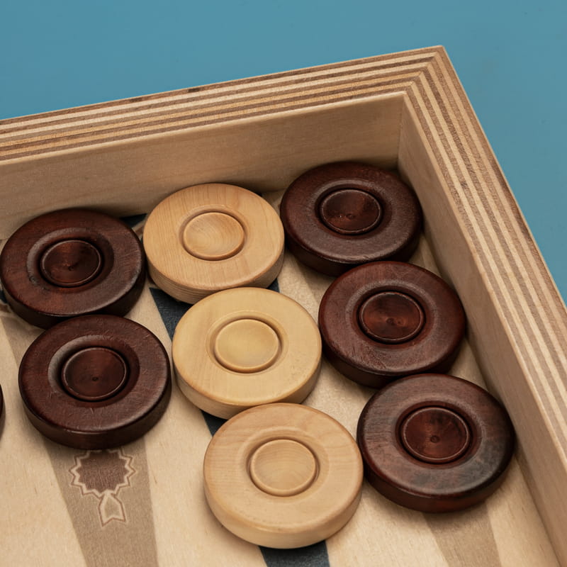 Etnik Tasarımlı El Yapımı Modern Ahşap Tavla Seti