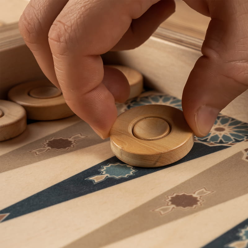 Etnik Tasarımlı İsim Yazılı El Yapımı Modern Ahşap Tavla Seti