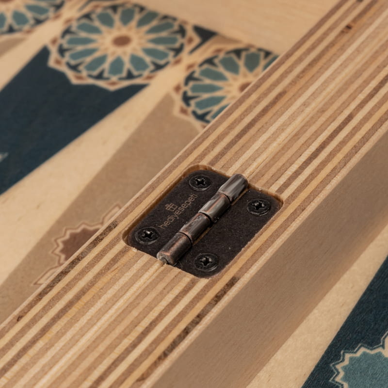 Etnik Tasarımlı İsim Yazılı El Yapımı Modern Ahşap Tavla Seti